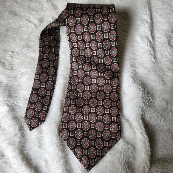 Vintage Guy Laroche Black & Red Silk Tie - Picture 4 of 8